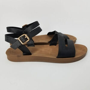 Rouge Helium Womens Ankle Strap Sandals Black Cut Out Adjustable Buckle Size 9